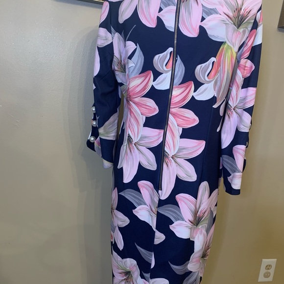 Beautiful “Shelby & Palmer” Dress 😍 Sz.16 😍Pink & Blue 😍Zips in back - Picture 4 of 5